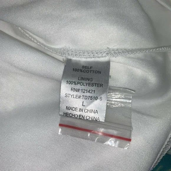 Ellison Womens White Embroidered Sleeveless Dress Size L Button Front Ruffles - Picture 6 of 7